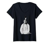 Femme Sitting Bull Indien Chef amérindien Lakota Sioux Pride T-Shirt avec Col en V