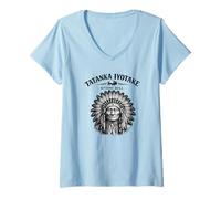 Femme Sitting Bull Tatanka Iyotake Lakota Histoire T-Shirt avec Col en V