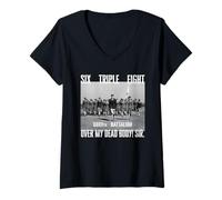 Femme Six 6888th Triple Black History 8 Mois T-Shirt avec Col en V