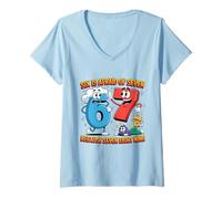 Femme Six is Afraid of Seven Funny Math Humour Design for Kids T-Shirt avec Col en V