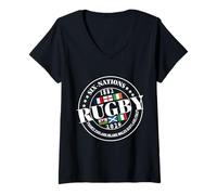 Femme Six Nations Rugby 6 Nation's Rugbyman Supporter Fan Unisex T-Shirt avec Col en V