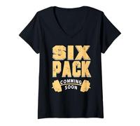 Femme Six Pack Bientôt Humour Sport Débutant T-Shirt avec Col en V