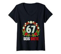 Femme Six Sept Sept Christmas 67 Meme T-Shirt avec Col en V