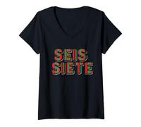 Femme Six Sept Sept Christmas 67 Meme T-Shirt avec Col en V