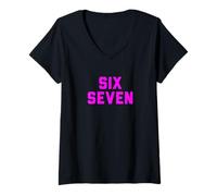 Femme Six Seven 6 7 Meme Design T-Shirt avec Col en V