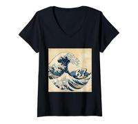 Femme Six Seven 67 6-7 Japanese The Great Wave Off Kanagawa Boys T-Shirt avec Col en V