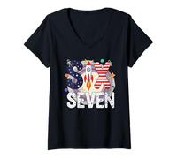 Femme Six Seven Astronaute Rocket School Adolescent Boys Cool Meme 67 T-Shirt avec Col en V