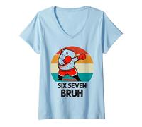 Femme Six Seven Bruh 67 Meme Boxer Capybara Kickboxing T-Shirt avec Col en V