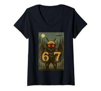 Femme Six Seven Funny Mothman Cryptid 67 Viral Meme Hommes Femmes Enfants T-Shirt avec Col en V