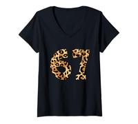 Femme Six Seven Meme 6-7 Number, Gen Alpha Z 67 Leopard Print T-Shirt avec Col en V