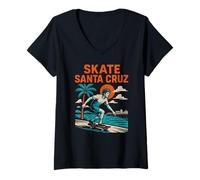 Femme Skateboard de Plage Vintage pour Homme Skate Santa Cruz T-Shirt avec Col en V