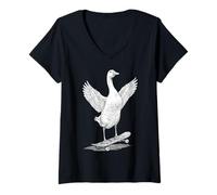 Femme Skater Skateboarder Goose Funny Farm Animal Skateboarder T-Shirt avec Col en V