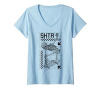 Femme Skater Skeleton Skateboard Urban Graphic T-Shirt avec Col en V