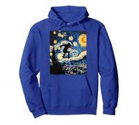 Femme Skateuse Style Van Gogh Nuit Étoilée Sweat à Capuche, Unisexe pour Adultes, Bleu Royal, XXL
