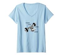 Femme Skating Roues de skateboard patineurs skateuse Skateur T-Shirt avec Col en V