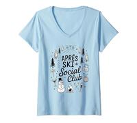 Femme Ski A pres Ski Social Club Winter Vibes Snow Party T-Shirt avec Col en V