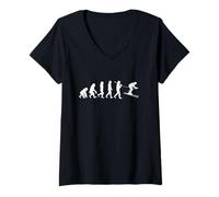 Femme Ski Evolution Sport d'hiver Downhill Ski Snowboard Cadeau T-Shirt avec Col en V