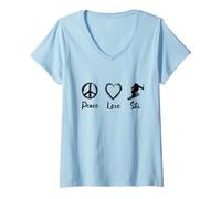 Femme Ski Love Skiing Fan T-Shirt avec Col en V