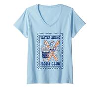 Femme Ski Nautique Moms Club Vintage T-Shirt avec Col en V