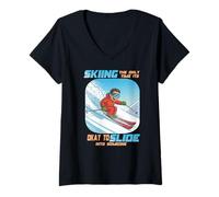 Femme Skiing The Only Time it is Okay to Slide Into Someone T-Shirt avec Col en V