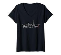 Femme Skyline Paris | Minimalist Edition T-Shirt avec Col en V