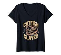 Femme Slayer de poisson-chat ou pêcheur de poisson-chat T-Shirt avec Col en V
