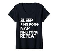 Femme Sleep Nap Ping Pong Repeat Lover Joueur de Tennis de Table T-Shirt avec Col en V