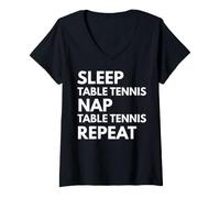 Femme Sleep Nap Tennis de Table Repeat Lover T-Shirt avec Col en V