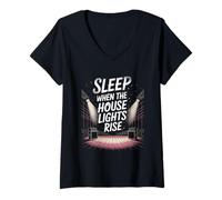 Femme Sleep When The House Light Rise Musique Punk Rock T-Shirt avec Col en V