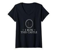 Femme Sleeping Beauty Maleficient I Run This Castle T-Shirt avec Col en V
