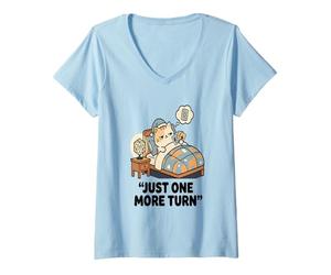 Femme Sleepy Cat Loves Gaming Jeux de société One More Turn Gamer T-Shirt avec Col en V