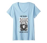 Femme Sleepy Red Panda Humour No Talkie Before Coffee T-Shirt avec Col en V