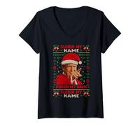 Femme Sleigh My Name Humour Père Noël Trump T-Shirt avec Col en V