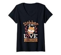 Femme Slobber est ma langue d'amour T-Shirt avec Col en V
