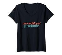 Femme Slogan de Gratitude inconditionnelle pour sobriété T-Shirt avec Col en V