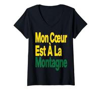 Femme Slogan de Montagne Amour Aventure Nature Passion T-Shirt avec Col en V