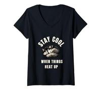 Femme Slogan Malamute Stay Cool When Things Heat up Dog Lover T-Shirt avec Col en V
