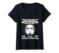 Femme Slogan Stormtrooper in My Head I'm At Target Practise T-Shirt avec Col en V