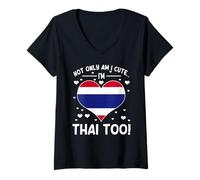 Femme Slogan thaïlandais fière Femme thaïlandaise Amour thaïlandais T-Shirt avec Col en V