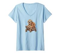 Femme Sloth Turtle Perezoso Animal Baby Sloth Heart T-Shirt avec Col en V
