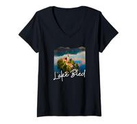 Femme Slovénie Lac de Bled T-Shirt avec Col en V