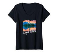 Femme Slovénie Lac de Bled T-Shirt avec Col en V