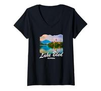 Femme Slovénie Lac de Bled T-Shirt avec Col en V