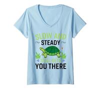 Femme Slow and Steady Still Gets You There | Tortue T-Shirt avec Col en V