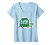 Femme Slow Poke Turtle T-Shirt avec Col en V