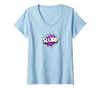 Femme Slurp ! | Ambiance Pop Art de BD T-Shirt avec Col en V
