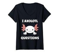 Femme Small Animals Axolotl Funny Simple Questions Axolotl T-Shirt avec Col en V