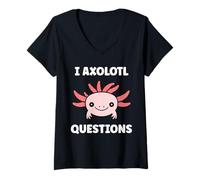 Femme Small Animals Axolotl Funny Simple Questions Axolotl T-Shirt avec Col en V