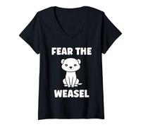 Femme Small Animals Weasels Funny Minimalist Fear The Weasel T-Shirt avec Col en V