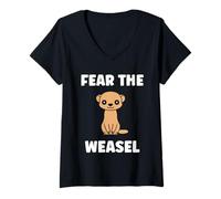 Femme Small Animals Weasels Funny Minimalist Fear The Weasel T-Shirt avec Col en V